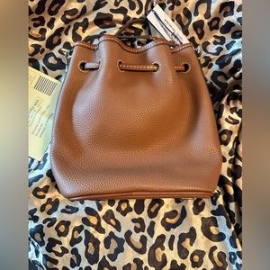 Dooney & Bourke Pebble Grain Small Drawstring Bag caramel color NEW NWT